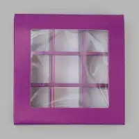 Коробка для 9 конфет, сиреневый, 13.5&times;13.5&times;3.5 см