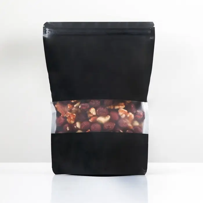 Пакет дой - пак, матовый, чёрный с окном, 14&times;20&times;4 см