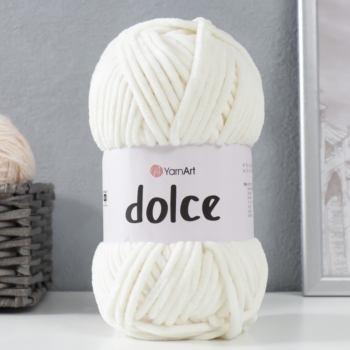 Пряжа  Пряжа "Dolce" 100% микрополиэстер 120м/100гр (745 молочный) МИКС