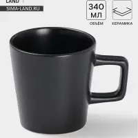 Кружка Доляна &laquo;Гранит&raquo;, 340 мл, керамика, чёрная