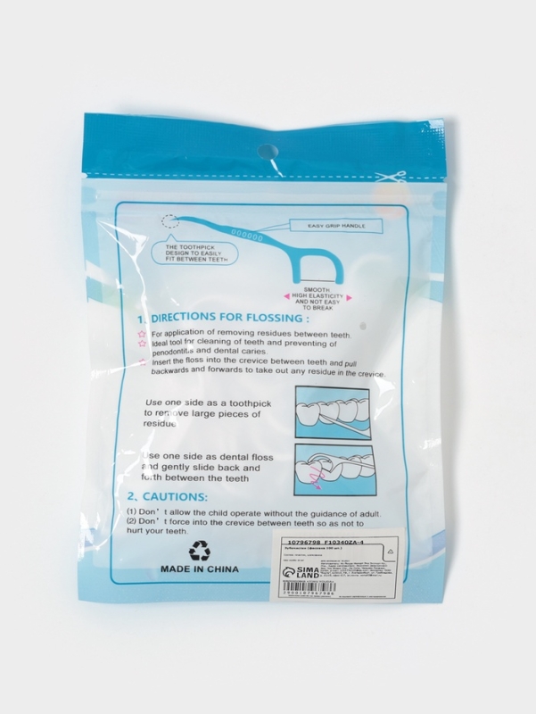 Зубочистки с зубной нитью, набор 100 шт., пластик, шелковина, белые Зубочистки с зубной нитью, набор 100 шт., пластик, шелковина, белые