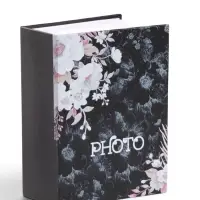 Фотоальбом на 100 фото кожзам 10х15 см "Цветочная ветвь" чёрный 12,7х5х16,5 см