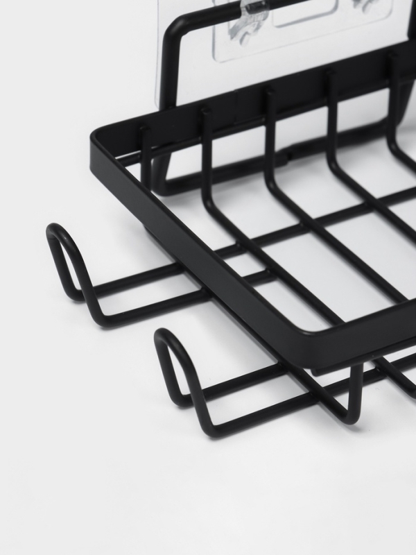 Набор полок для ванной 2 шт и мыльница, цвет черный