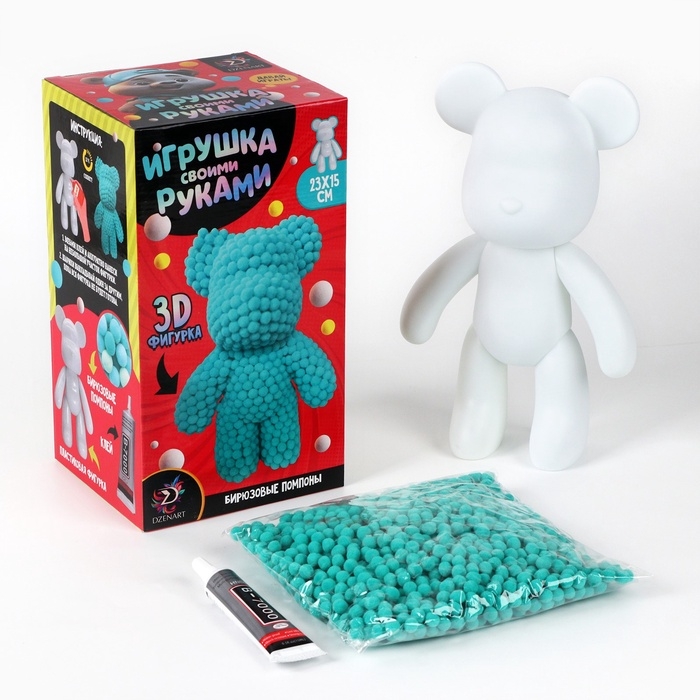 Игрушка помпонами Игрушка помпонами "Медведь", цвет мятный ТМП