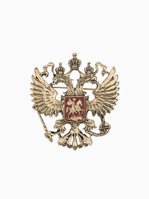Брошь &laquo;Герб Российской Федерации&raquo;, красная в золоте