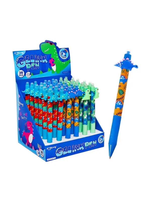 Стираемая ручка Yalong &laquo;Дино&raquo;, гелевая, автоматическая, синий стержень, узел 0.5 мм, МИКС