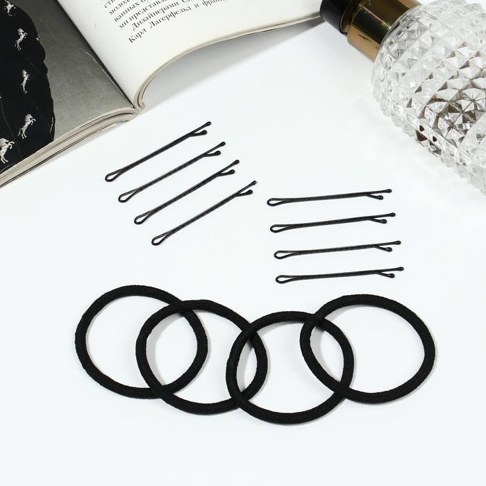 Набор для волос Набор для волос "Классика" (40 невидимок, 10 резинок) чёрный