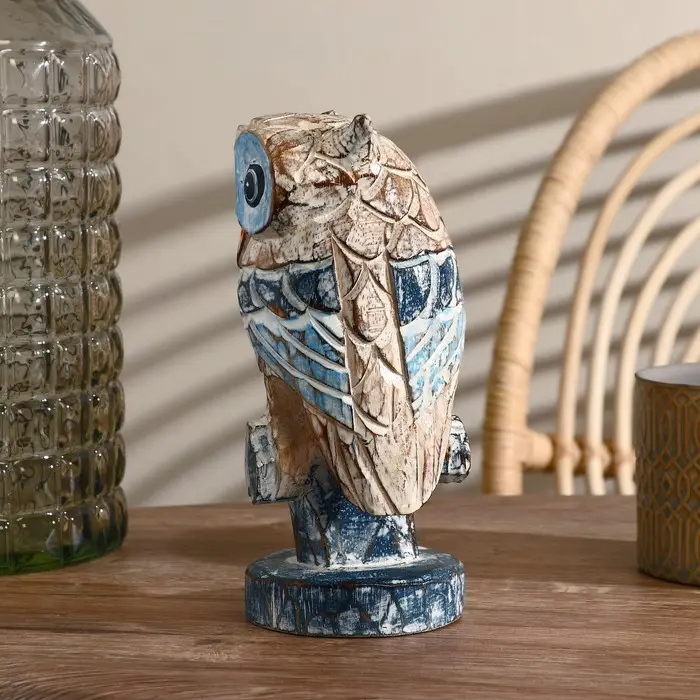 Сувенир дерево "Сова на ветке" синяя 23 см