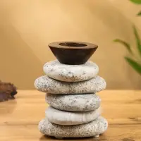Подсвечник "Каменная башня" камень 10х10х13 см, цв. серый