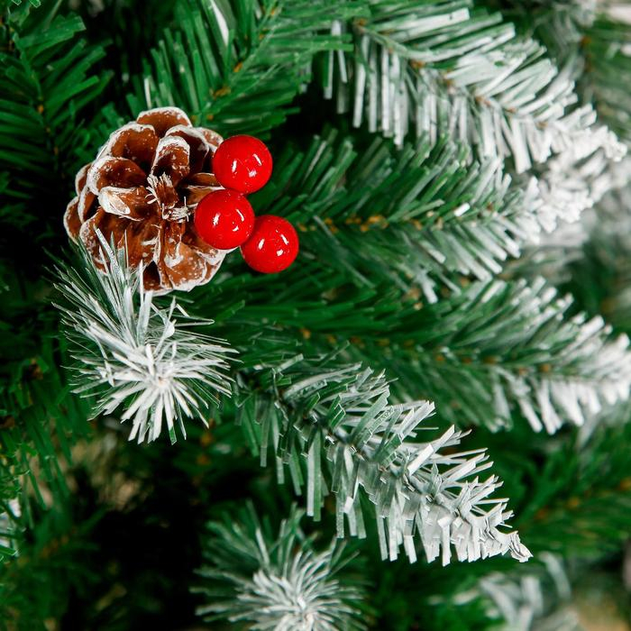 Ёлка  Ёлка "Иней с ягодками" металл подставка, 150 см d нижнего яруса 95 см 370 веток