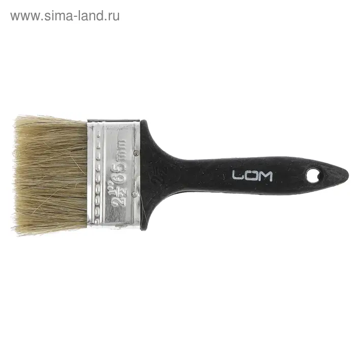 Кисть плоская ЛОМ, натуральная щетина, пластиковая рукоятка, 2.5 Кисть плоская ЛОМ, натуральная щетина, пластиковая рукоятка, 2.5", 63 мм