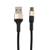 Кабель Hoco X26, microUSB - USB, 2.4 А, 1 м, нейлоновая оплетка, чёрно-золотистый