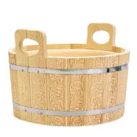 Шайка - таз для бани и сауны &laquo;Русский узор&raquo;, 12 л, деревянная, пластиковая вставка, &laquo;Добропаровъ&raquo;