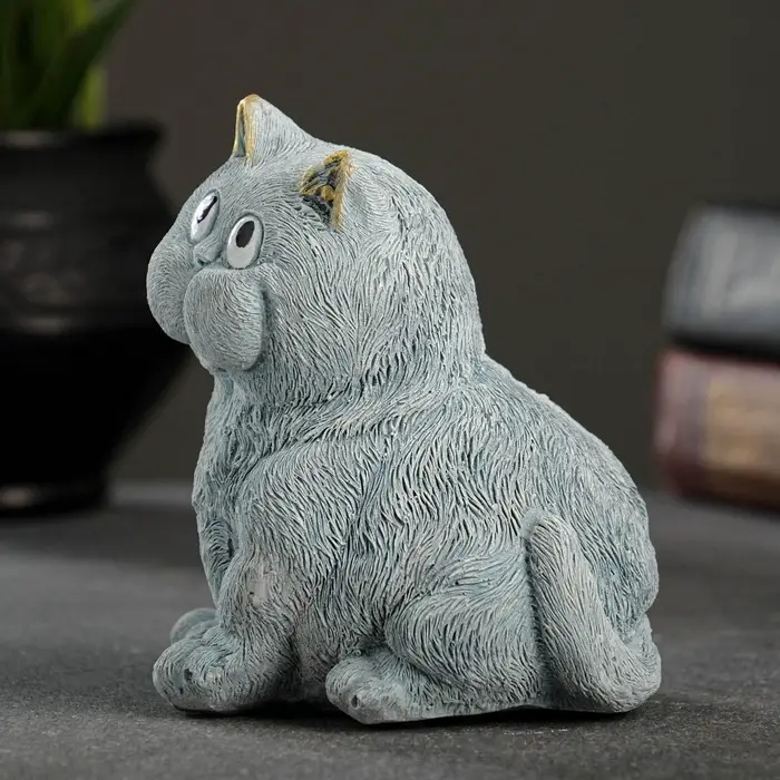 Фигурка гипс &laquo;Кот сидит&raquo;, серо-голубой, 10&times;9&times;11 см