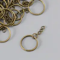 Основа для брелока кольцо металл с цепочкой бронза 2,5х2,5 см набор 40 шт