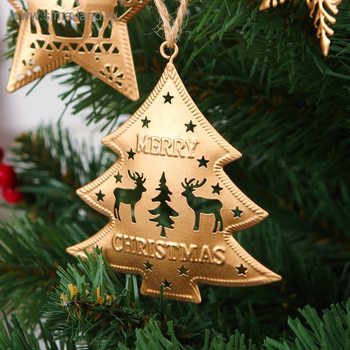 Подвеска металлическая «Новогодние чудеса», золото, МИКС Подвеска металлическая «Новогодние чудеса», золото, МИКС