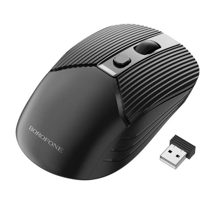 Мышь Borofone BG5, беспроводная, оптическая, 1600 dpi, от одной батарейки ААА, чёрная Мышь Borofone BG5, беспроводная, оптическая, 1600 dpi, от одной батарейки ААА, чёрная
