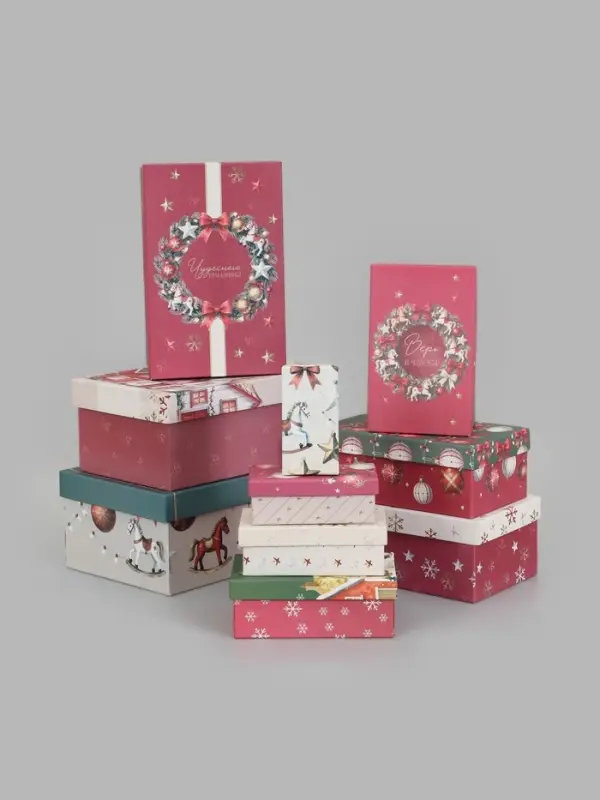 Коробки подарочные 10 в 1 &laquo;Новогоднее настроение&raquo;, 30&times;19&times;11.5 - 12&times;6.5&times;4 см