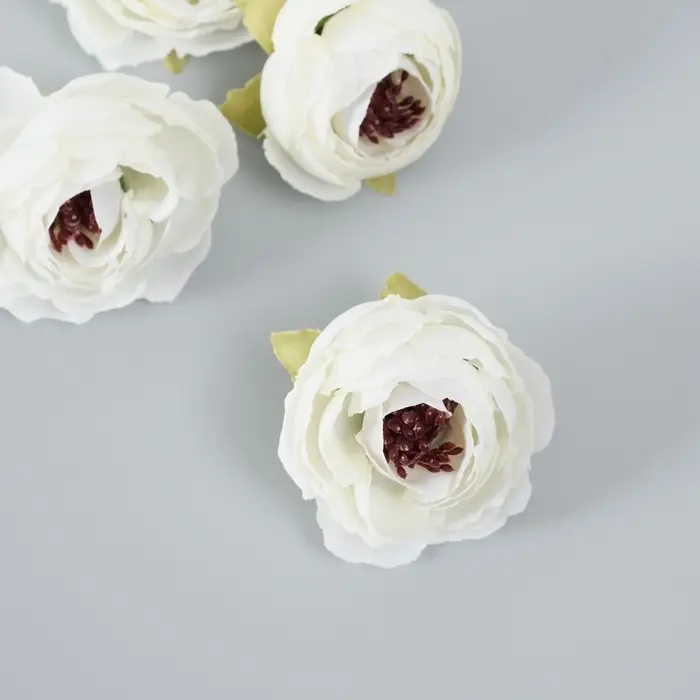 Бутон на ножке для декорирования "Пион Шарм" белоснежный 3,5х3,5 см