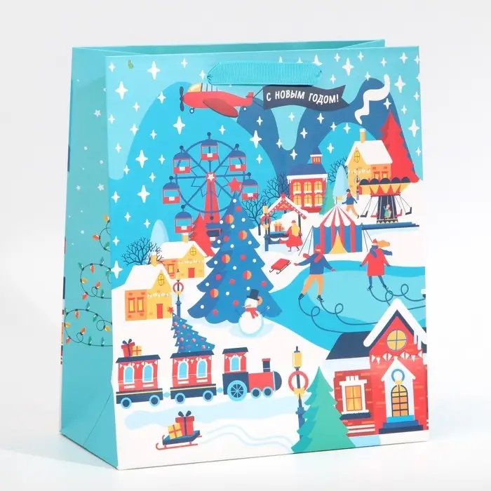 Пакет подарочный новогодний ламинированный «Веселого Нового Года», ML 23 х 27 х 11.5 см