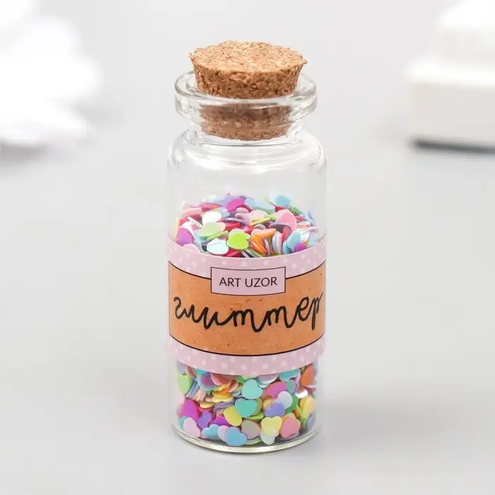 Глиттер в баночке  Глиттер в баночке "Сердечки микс" р-р 3 мм 7 гр 5х2х2 см