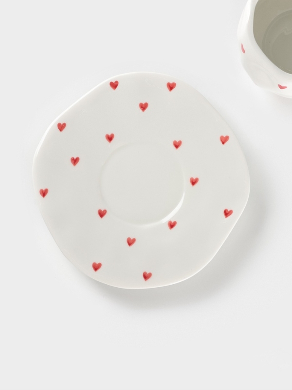 Чайная пара Доляна «Любовь», чашка 220 мл, блюдце d=16 см, ручная роспись, керамика, белая Чайная пара Доляна «Любовь», чашка 220 мл, блюдце d=16 см, ручная роспись, керамика, белая