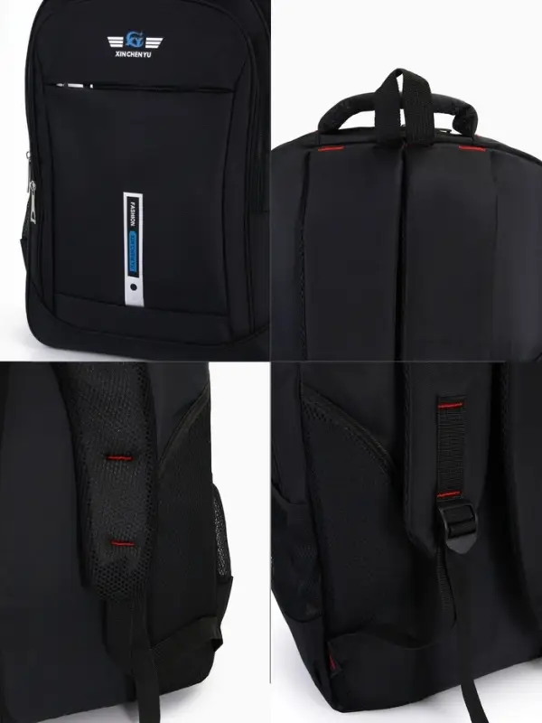 Рюкзак молодёжный на молниях, 2 отдела на молнии, 4 кармана, 37&times;17&times;54 см, чёрный