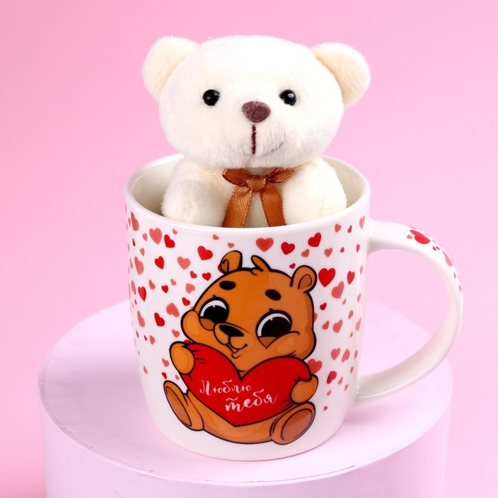 Набор «Люблю тебя», игрушка в кружке, мишка, цвет МИКС Набор «Люблю тебя», игрушка в кружке, мишка, цвет МИКС