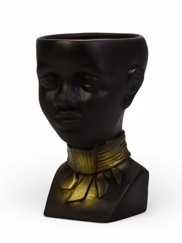 Декоративное кашпо для цветов &laquo;Негритянка&raquo;, 1.3 л, 14&times;20&times;12 см, керамическое, чёрное
