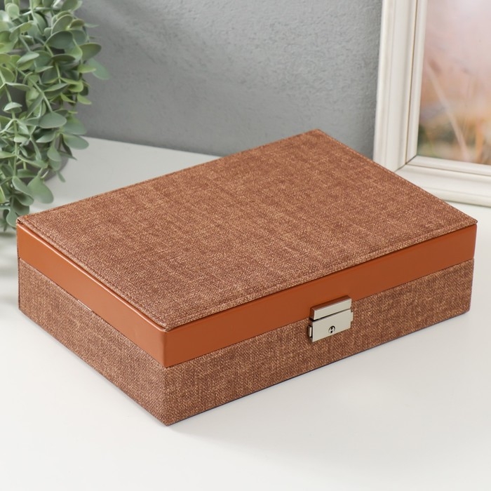 Шкатулка кожзам для украшений  Шкатулка кожзам для украшений "Шоколад" комбинированная 26,7х18,5х7,5 см