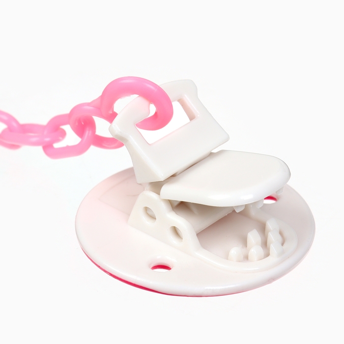 Набор: Соска - пустышка с держателем «Слоник», анатомическая +6 мес, цвет розовый Набор: Соска - пустышка с держателем «Слоник», анатомическая +6 мес, цвет розовый