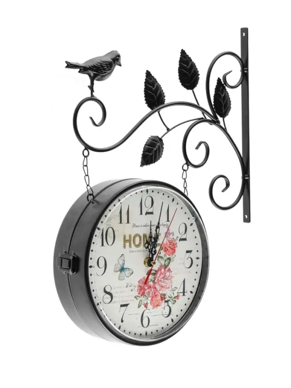 Часы настенные интерьерные &laquo;Птичка на ветке&raquo;, двусторонние, на подвесе, 50&times;32 см, циферблат d=21 см, от батареек 2&times;АА