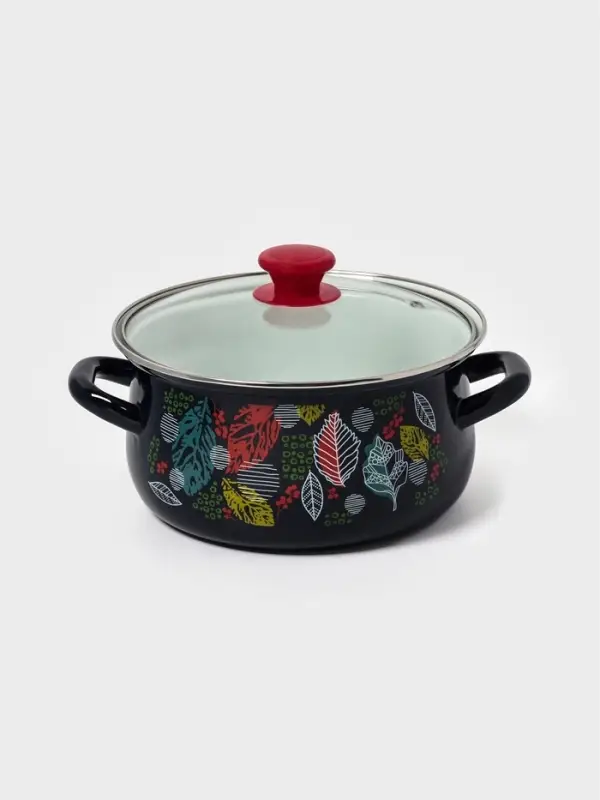 Набор кастрюль эмалированных &laquo;Лесная ягода-1-Экстра&raquo;, 3 предмета: 2 л, 3 л, 4 л, чёрный