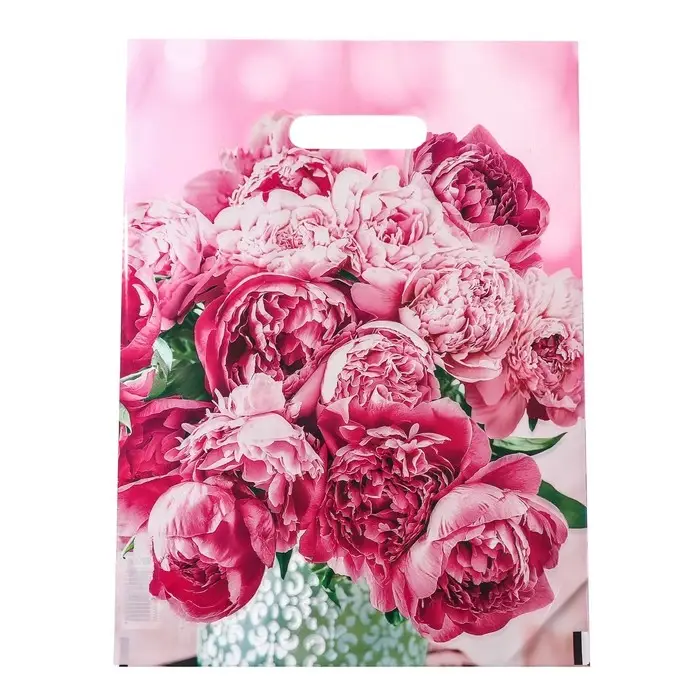 Пакет полиэтиленовый с вырубной ручкой &laquo;Много цветов&raquo; 30&times;40 см, 50 мкм