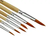 Набор кистей для рисования, нейлон, 6 штук: № 2, 4, 6, 8, 10, 12, круглые, деревянная ручка, международный размер
