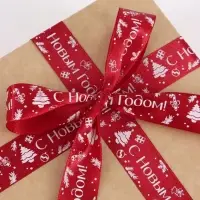 Лента атласная &laquo;С Новым годом&raquo;, 2 см &times; 23&plusmn;1 м, красная