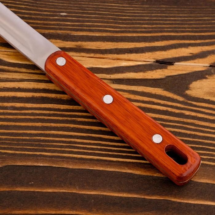 Шумовка для казана узбекская 48см, диаметр 14см, с деревянной ручкой Шумовка для казана узбекская 48см, диаметр 14см, с деревянной ручкой