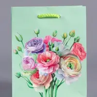 Пакет подарочный "Весенний букет" ламинированый 11,5 х 14,5 х 6,5 см