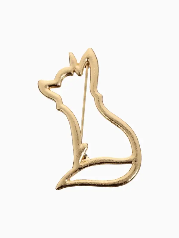 Брошь &laquo;Лиса&raquo;, сидящая, цвет золото