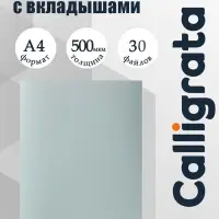 Папка с 30 вкладышами А4, 500 мкм, Calligrata, текстура &laquo;песок&raquo;, серая