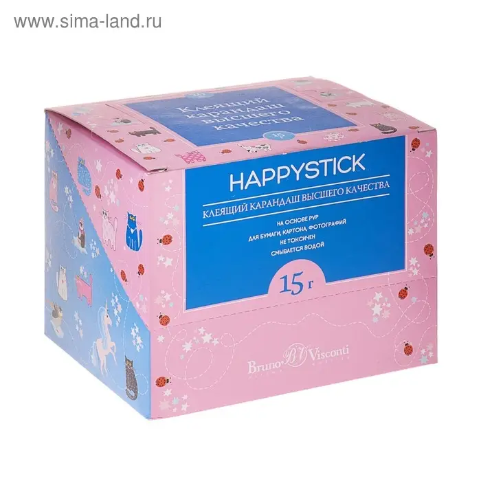 Клей-карандаш дизайн PVP 15 г, BrunoVisconti HappyStick