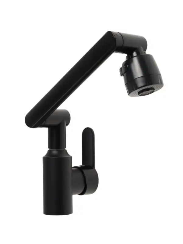 Смеситель для кухни ZEIN Z3705, регулируемый излив высотой 25 см, аэратор 2 режима, черный