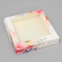 Кондитерская упаковка, коробка с ламинацией &laquo;Цветы&raquo;, 20&times;20&times;4 см