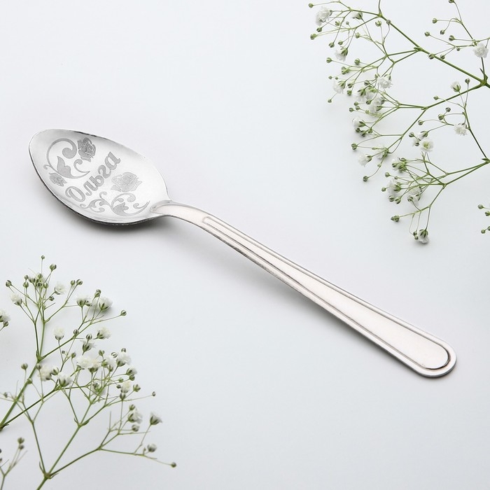 Ложка чайная с гравировкой «Ольга», 3 х 14 см. Ложка чайная с гравировкой «Ольга», 3 х 14 см.