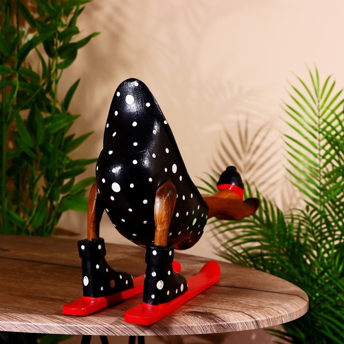 Сувенир «Утка-лыжник в чёрном», 33 см, дерево