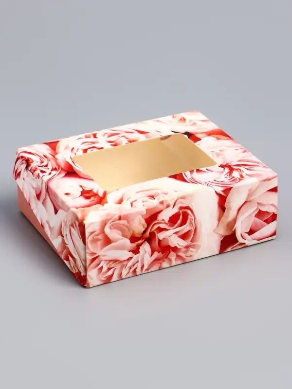 Коробка складная «Пионы» 10×8×3.5 см