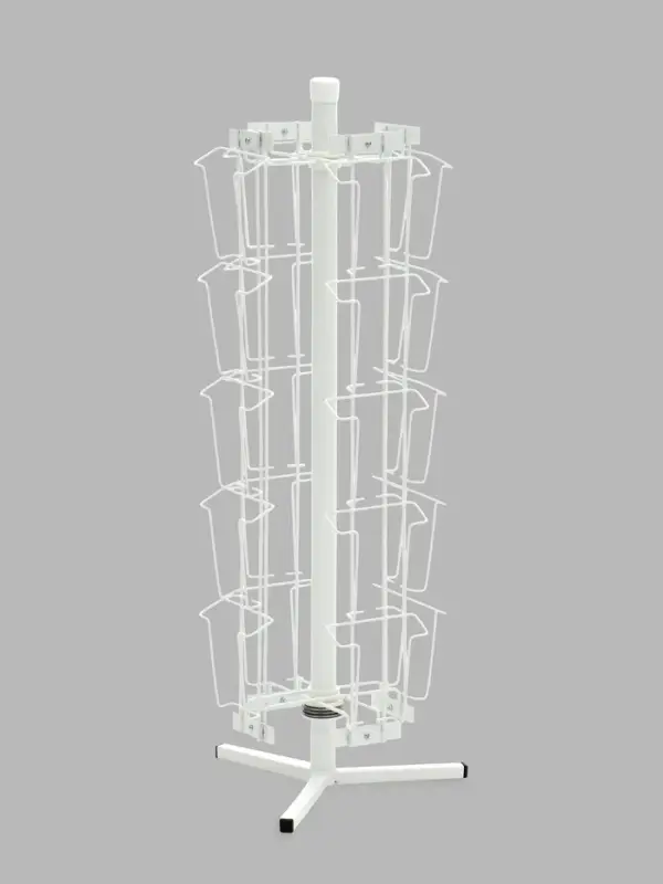 Буклетница настольная вращающаяся 20 ячеек А6, 30&times;30&times;80 см, белая