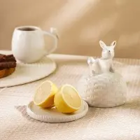 Лимонница SL Home &laquo;Пасхальные кролики&raquo;, 14&times;14.5 см, доломит, белая