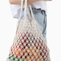 Сумка пляжная, плетёная, клетка 3.5 см, белая