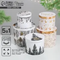 Набор подарочных коробок 5 в 1 &laquo;Белое золото&raquo;, 13&times;14‒19.5&times;22 см, Новый год